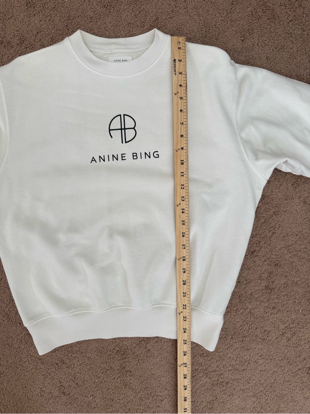 Anine Bing White Logo Crewneck Sweatshirt Size Small Vintage 100% Cotton - Picture 7 of 8